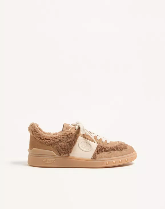 Valentino Upvillage Sneaker In Wool And Crust Leather - Image 1